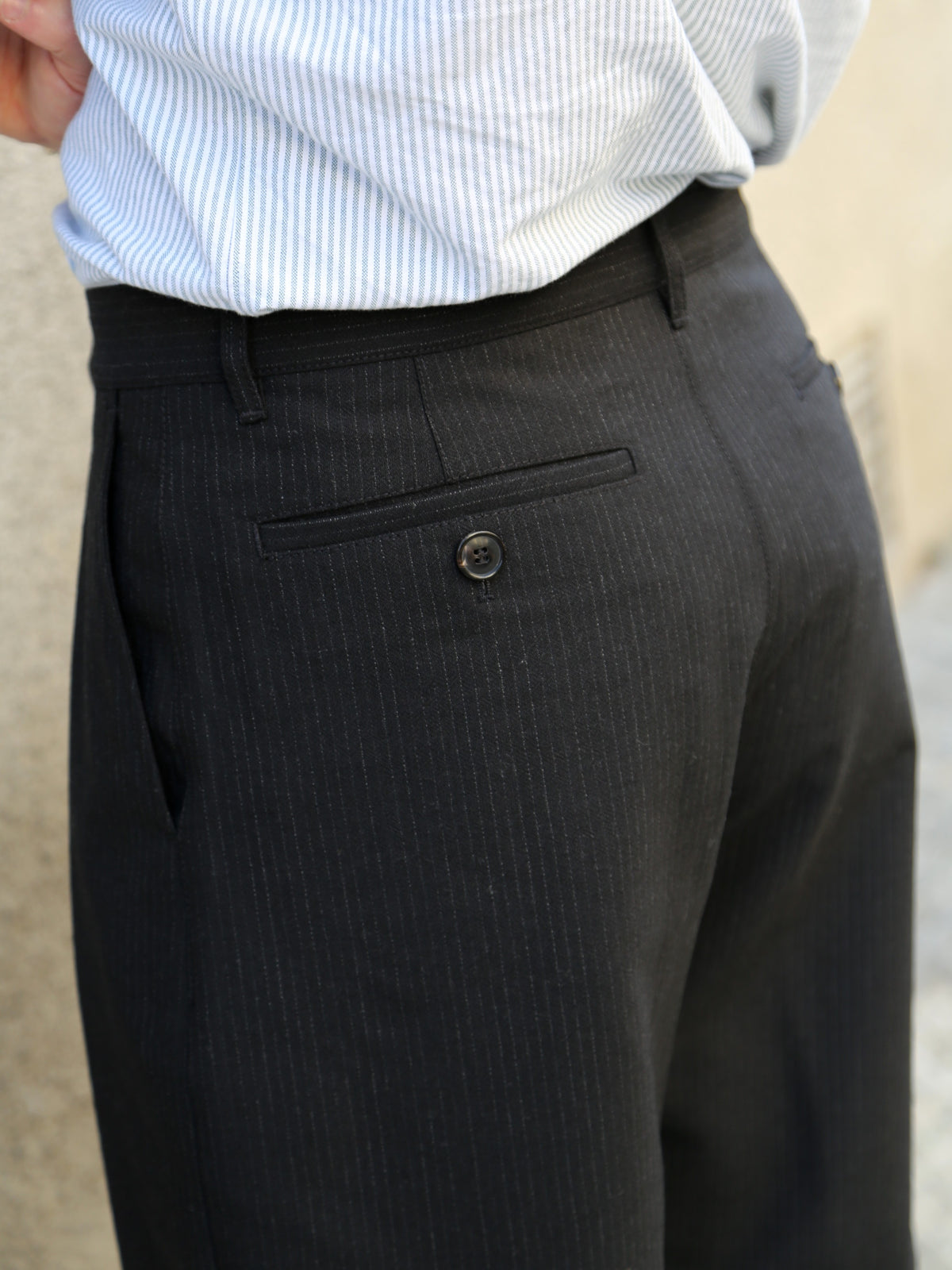 Hansen Garments SUNE Pleated Classic Trousers – Wool Pin Black (32-65-2)