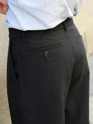 Hansen Garments SUNE Pleated Classic Trousers – Wool Pin Black (32-65-2)