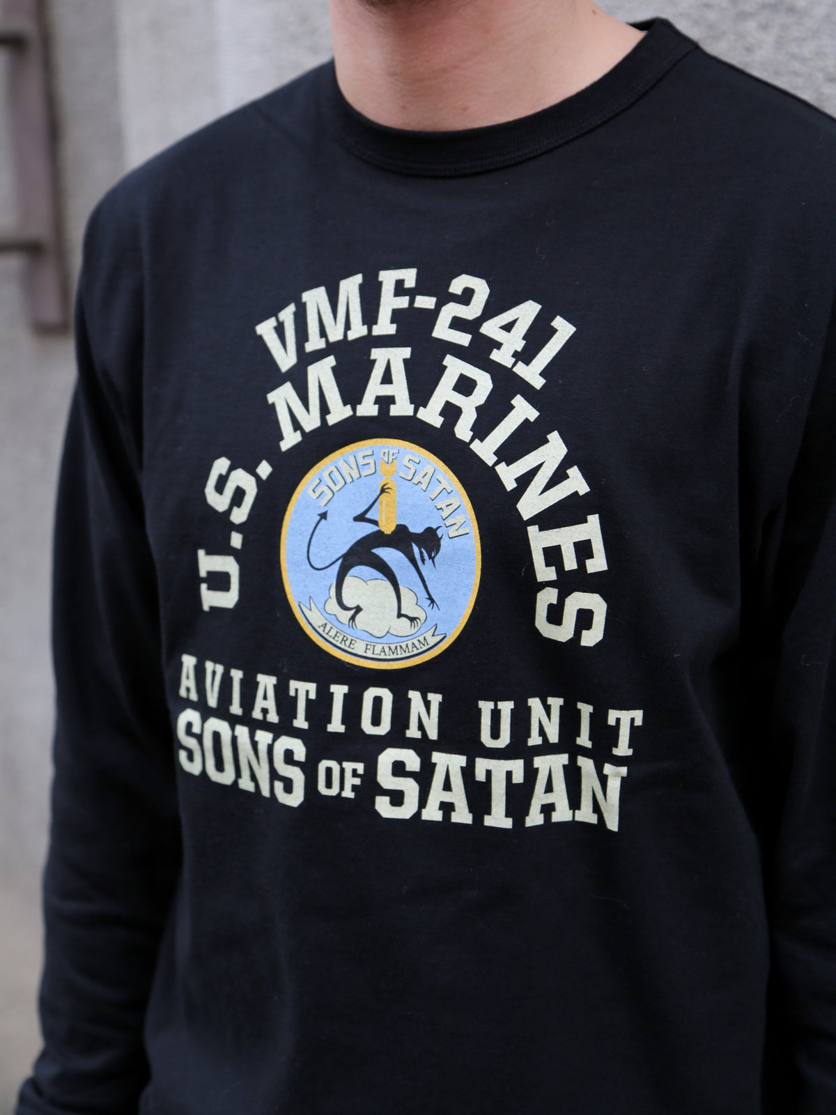 Buzz Rickson's LS T-Shirt VMF-241 Sons Of Satan – Black (BR69627)
