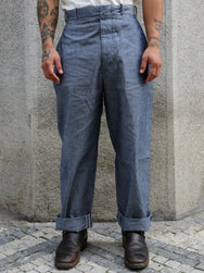 Belafone Hiback Trousers Buckle Back – Blue Chambray (30-6)