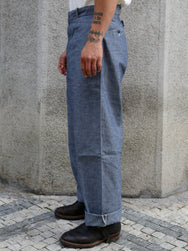 Belafone Hiback Trousers Buckle Back – Blue Chambray (30-6)