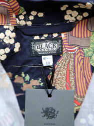 Black Sign “Kuniyoshi Utagawa” Three Quarter Sleeve Night Hawaiian Shirt – Sumidagawa-no-Asagiri (BSSL-25110)