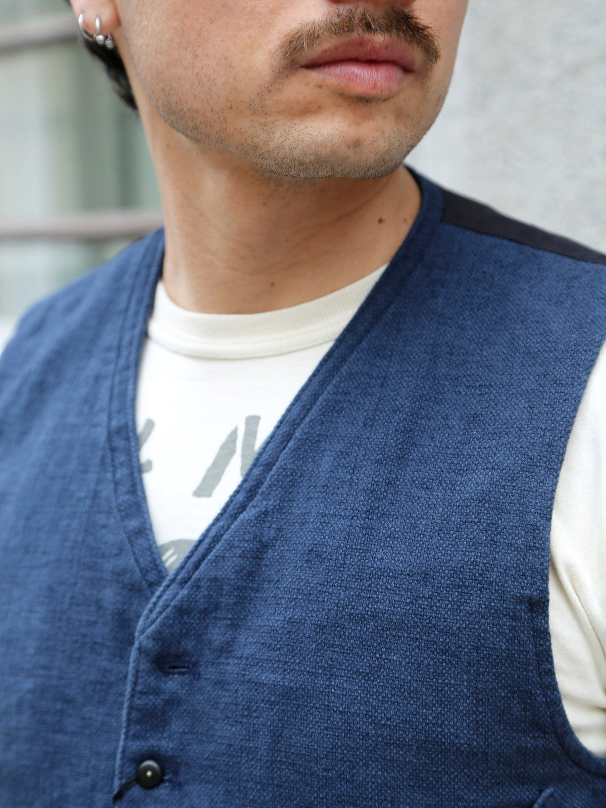 Black Sign Rasp Dobby Antique Vest – Blue Moon (BSSV-25202)