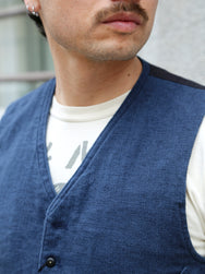 Black Sign Rasp Dobby Antique Vest – Blue Moon (BSSV-25202)