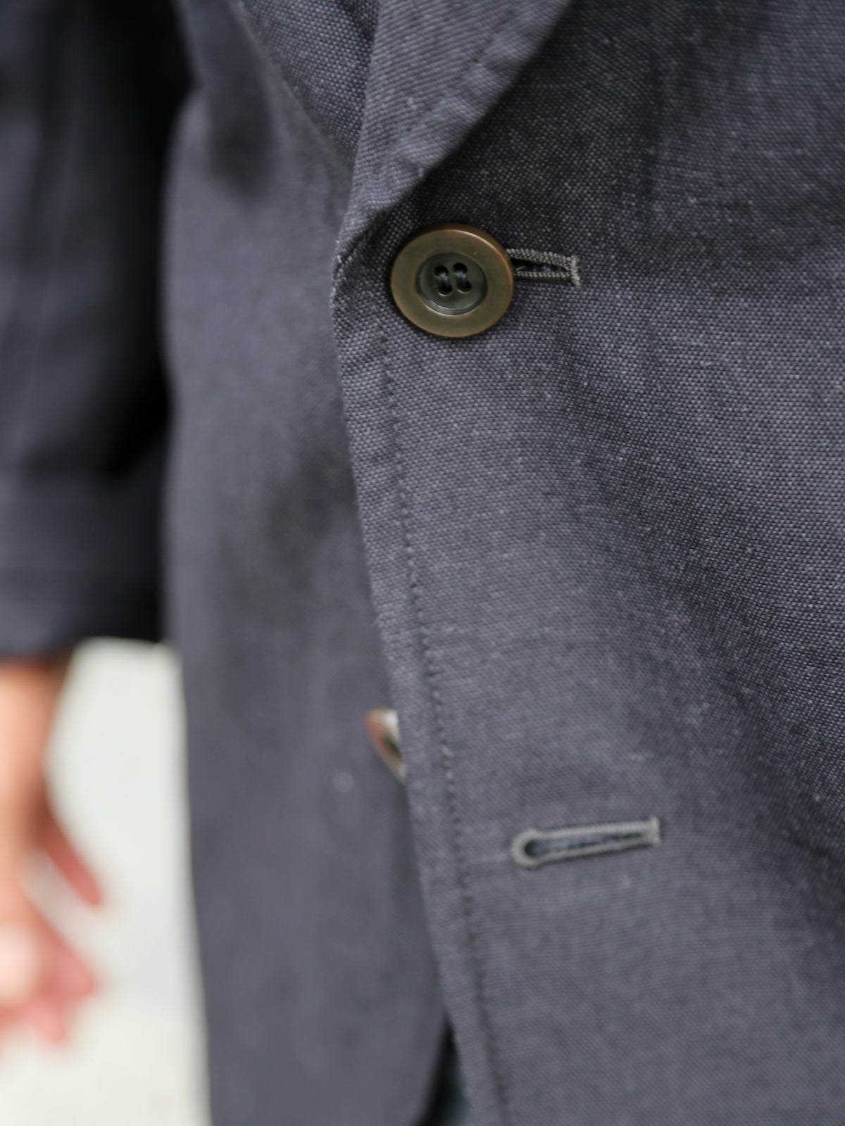 Belafone Peaked Lapel Cotton/Hemp Jacket Washer – Black (30-3)