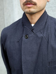 Belafone Peaked Lapel Cotton/Hemp Jacket Washer – Black (30-3)