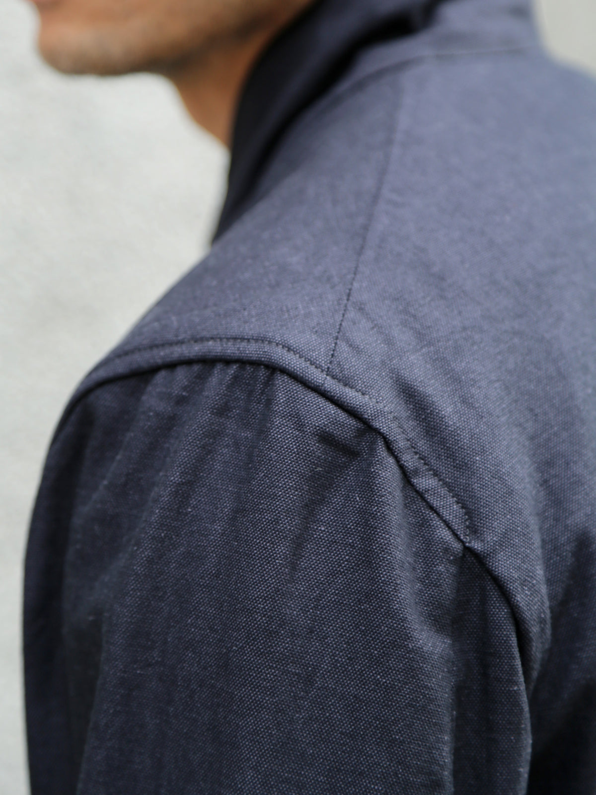 Belafone Peaked Lapel Cotton/Hemp Jacket Washer – Black (30-3)