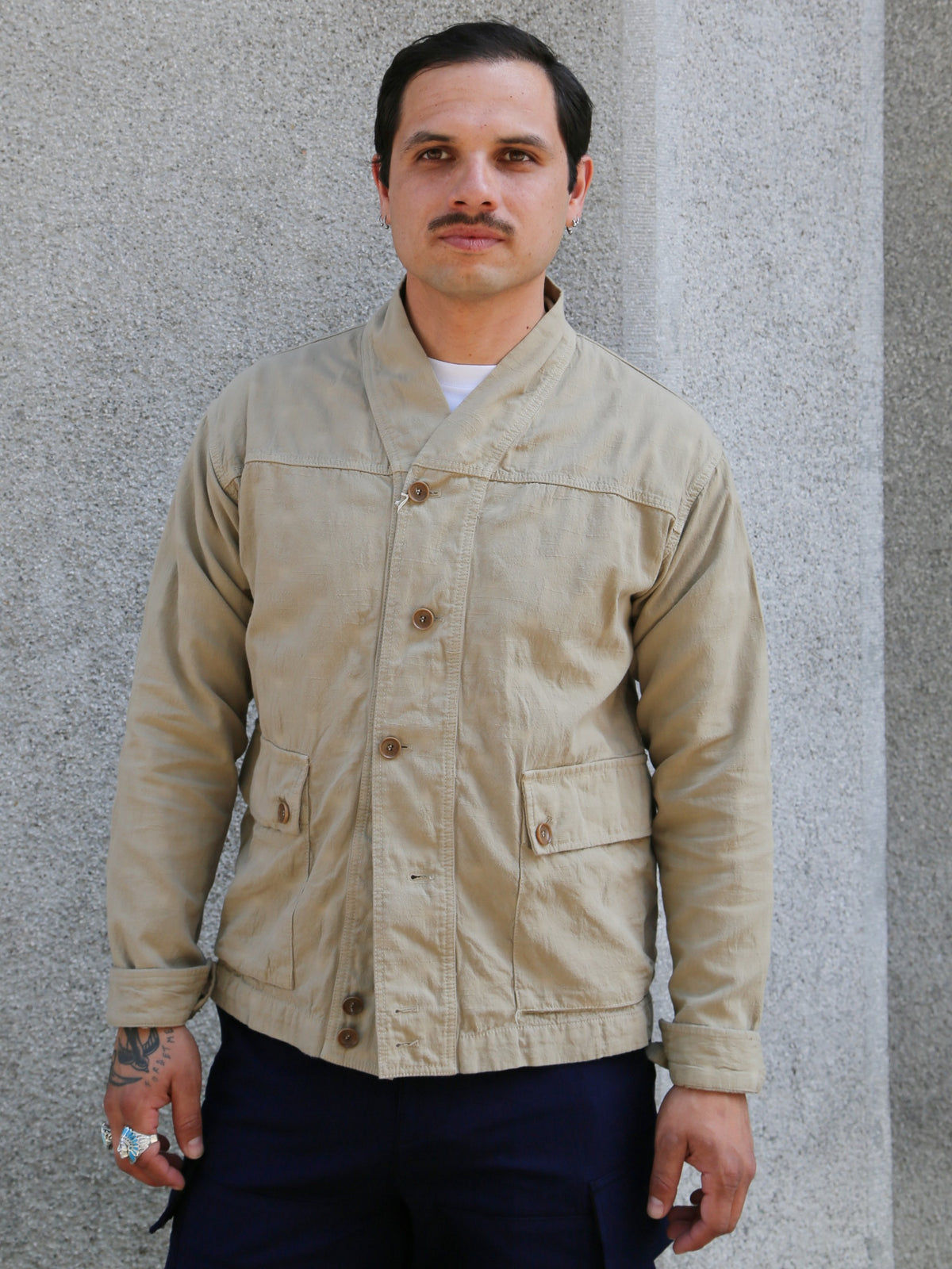 Samurai Jeans Tropical Weather Dobby Cardigan – Beige (SJCDJ25-AT)