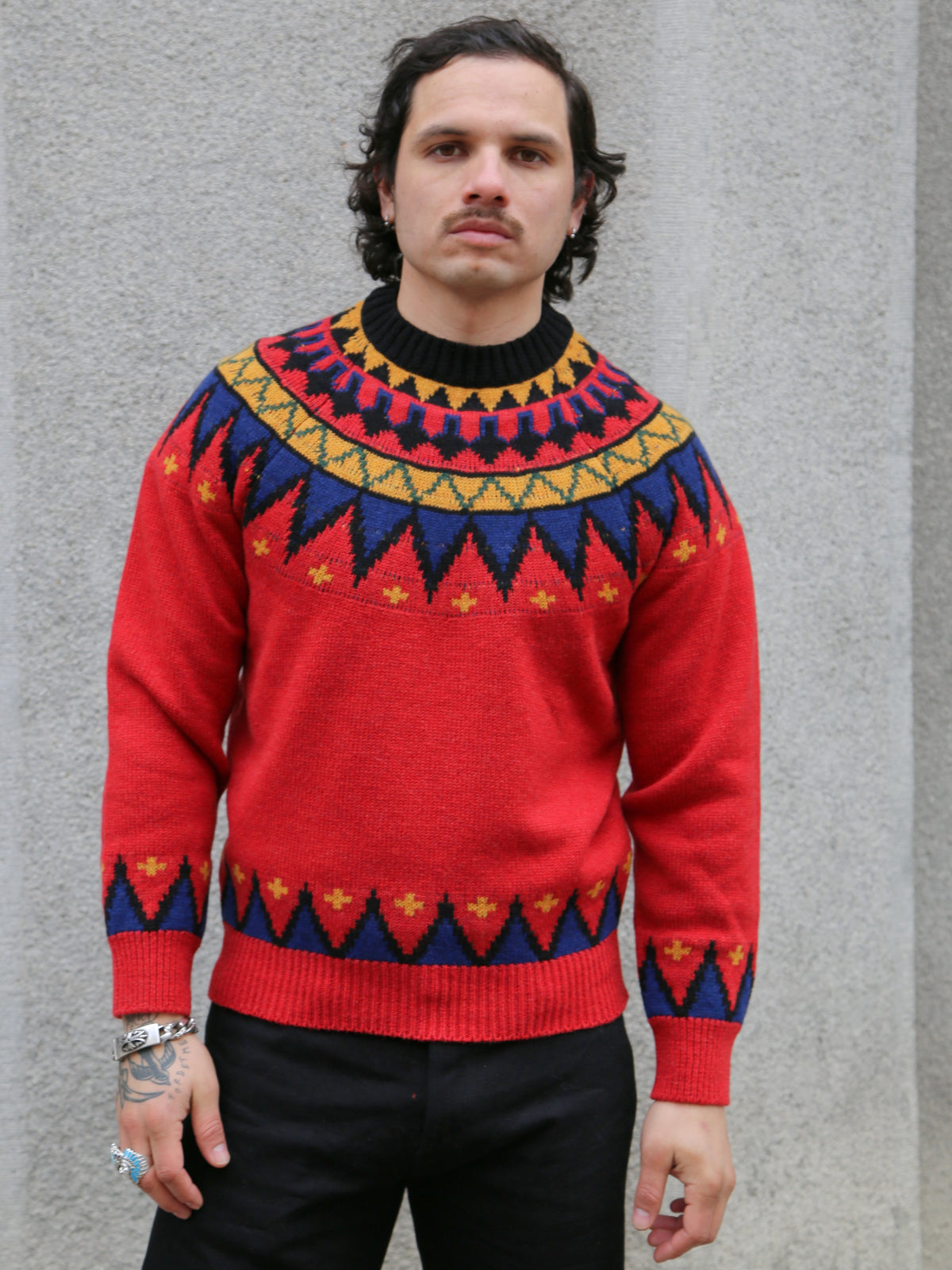 Stevenson Geometric Alpine Sweater – Red (GAS-RD)