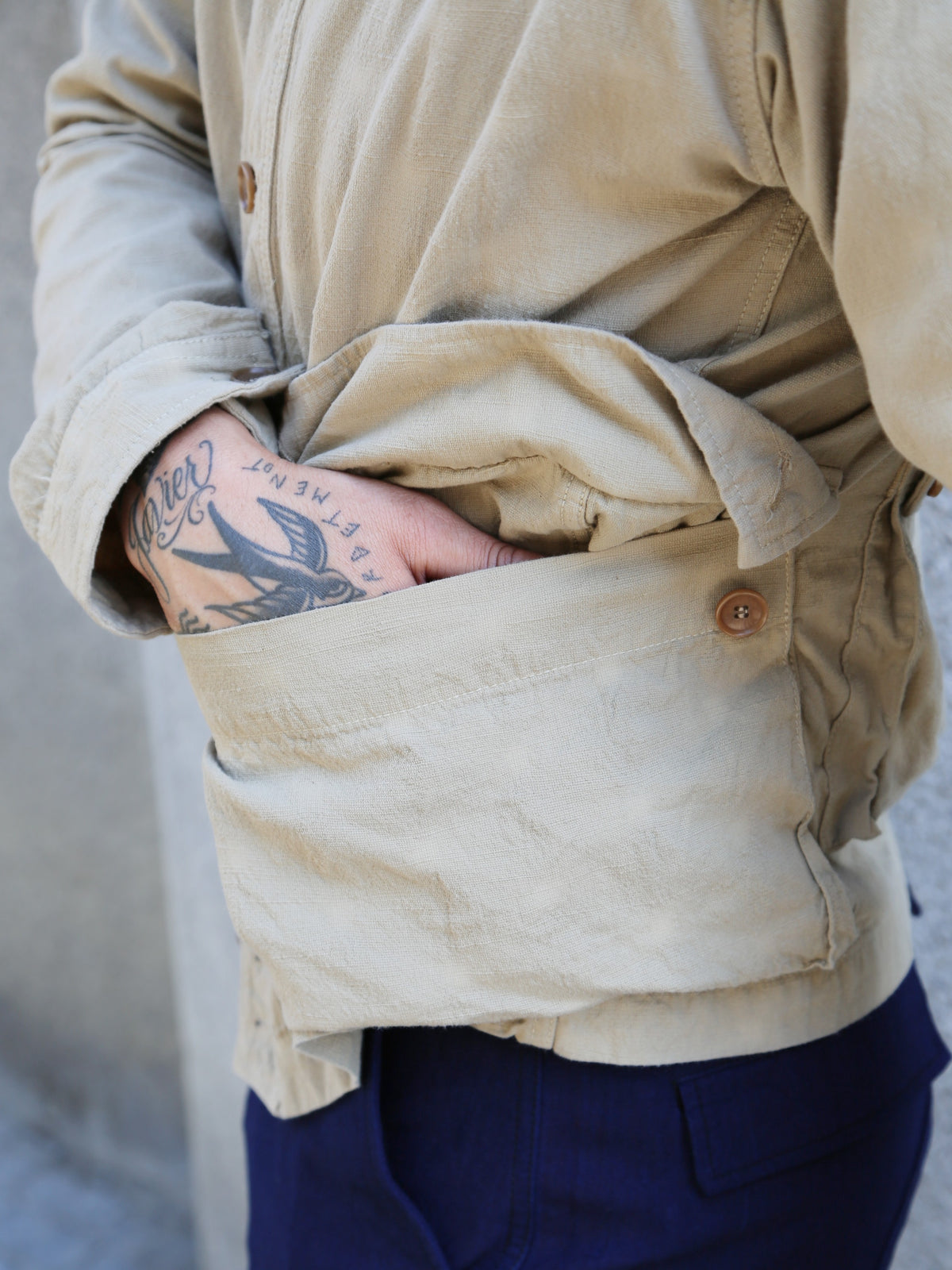 Samurai Jeans Tropical Weather Dobby Cardigan – Beige (SJCDJ25-AT)