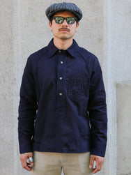 Black Sign Patchwork Jacquard Logger Shirts – Dark Indigo (BSSL-24101)