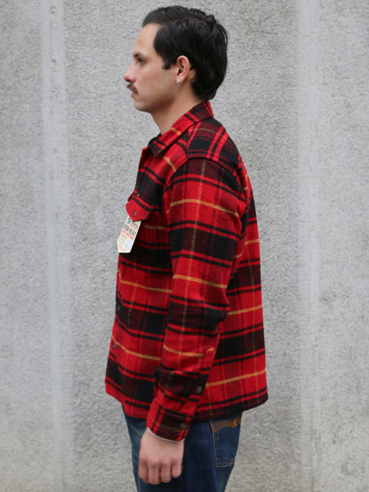 Iron Heart Heavy Flannel Rider’s Overshirt – Red (IHSH-433-RED)