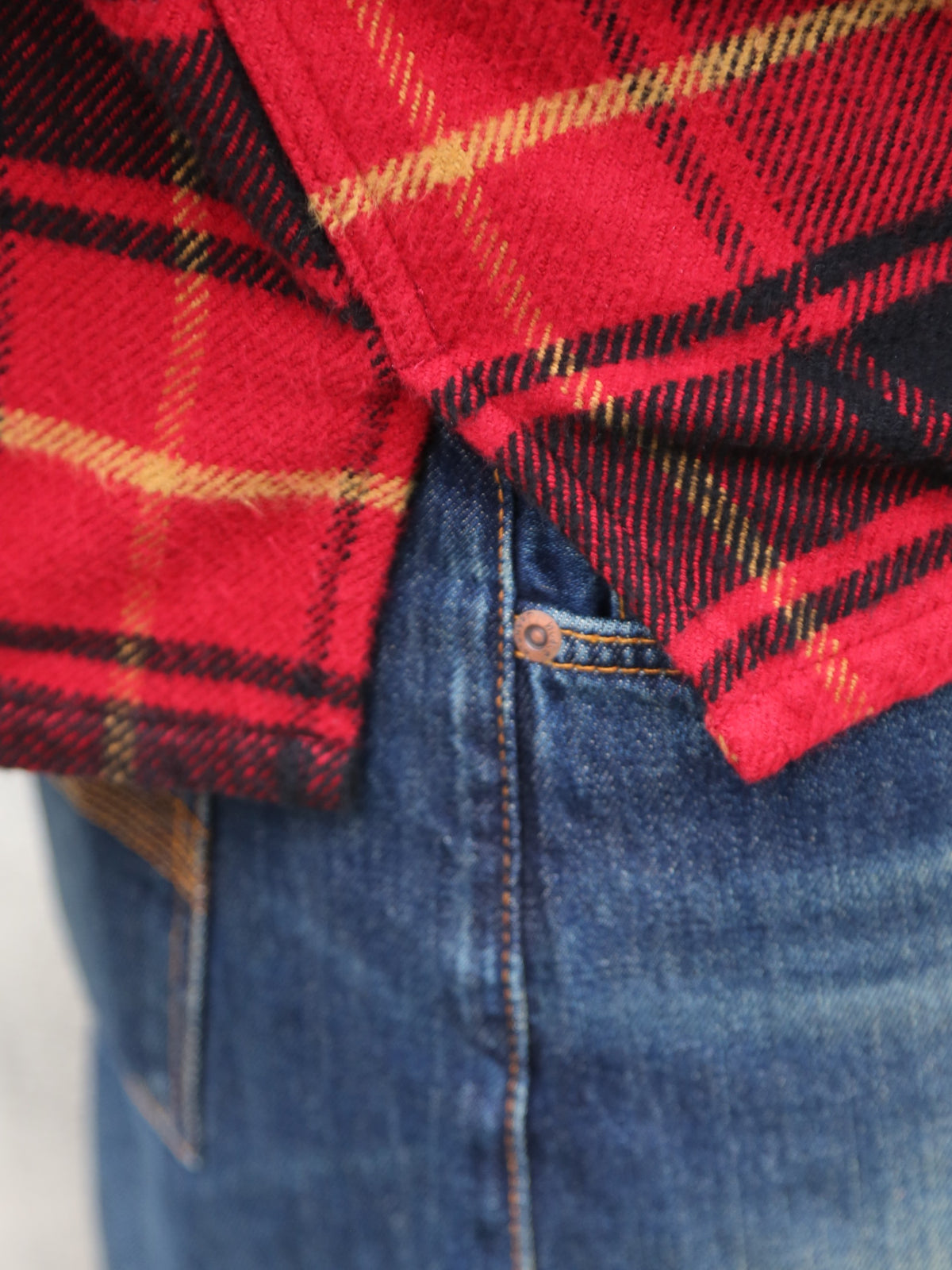 Iron Heart Heavy Flannel Rider’s Overshirt – Red (IHSH-433-RED)