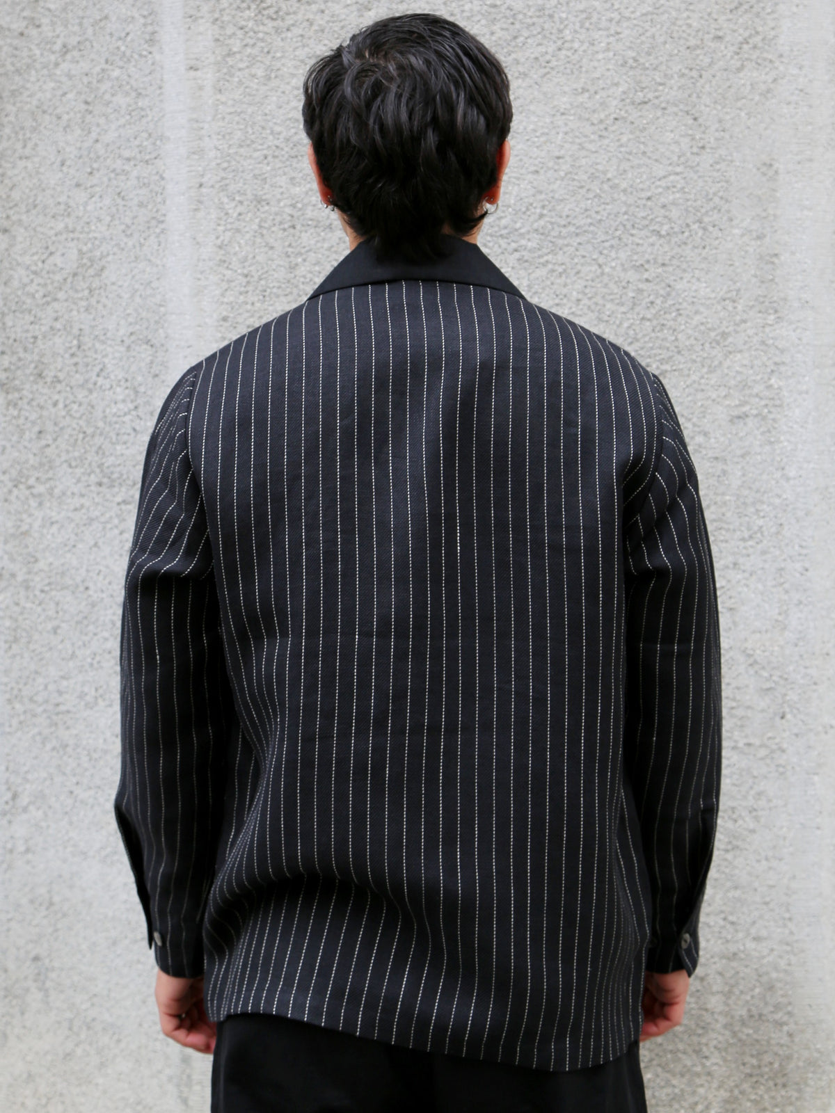 Black Sign Italian Collar 2 Tone “GIGORO” Jacket – Rain Stripe (BSSJ-26409)