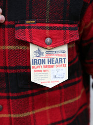 Iron Heart Heavy Flannel Rider’s Overshirt – Red (IHSH-433-RED)