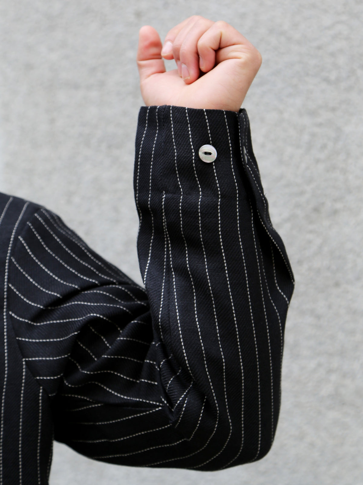 Black Sign Italian Collar 2 Tone “GIGORO” Jacket – Rain Stripe (BSSJ-26409)
