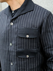 Black Sign Italian Collar 2 Tone “GIGORO” Jacket – Rain Stripe (BSSJ-26409)