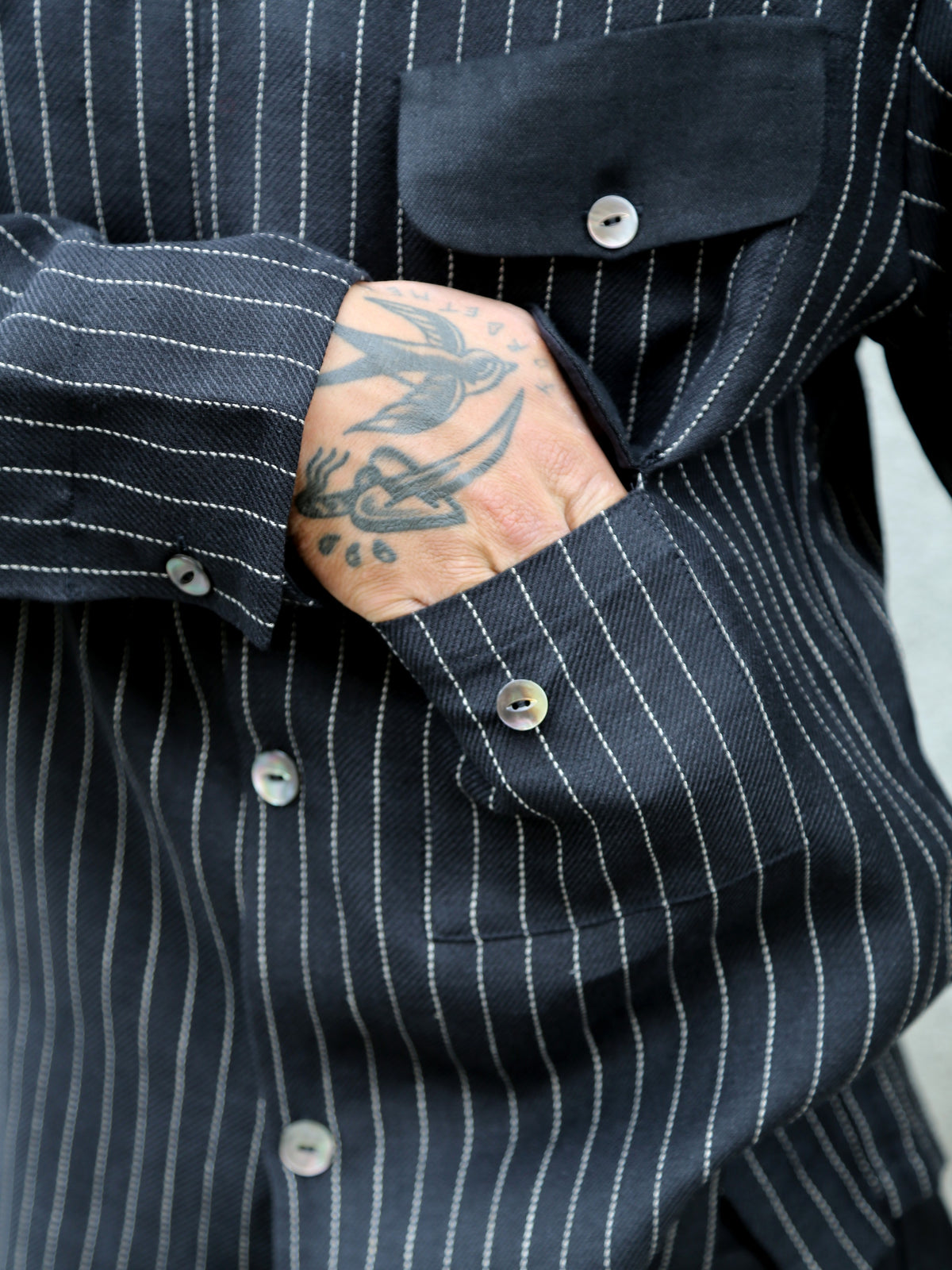 Black Sign Italian Collar 2 Tone “GIGORO” Jacket – Rain Stripe (BSSJ-26409)