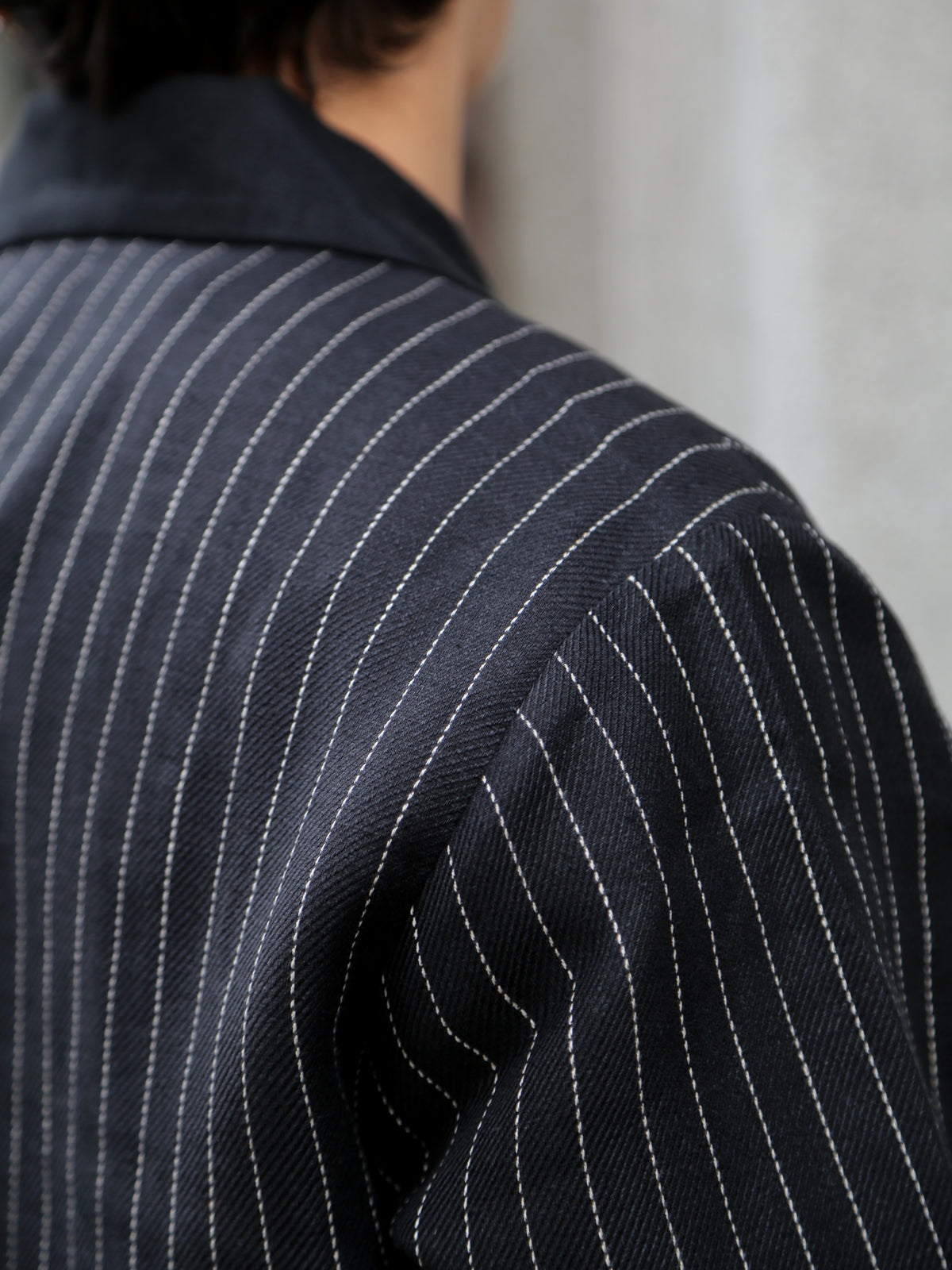 Black Sign Italian Collar 2 Tone “GIGORO” Jacket – Rain Stripe (BSSJ-26409)