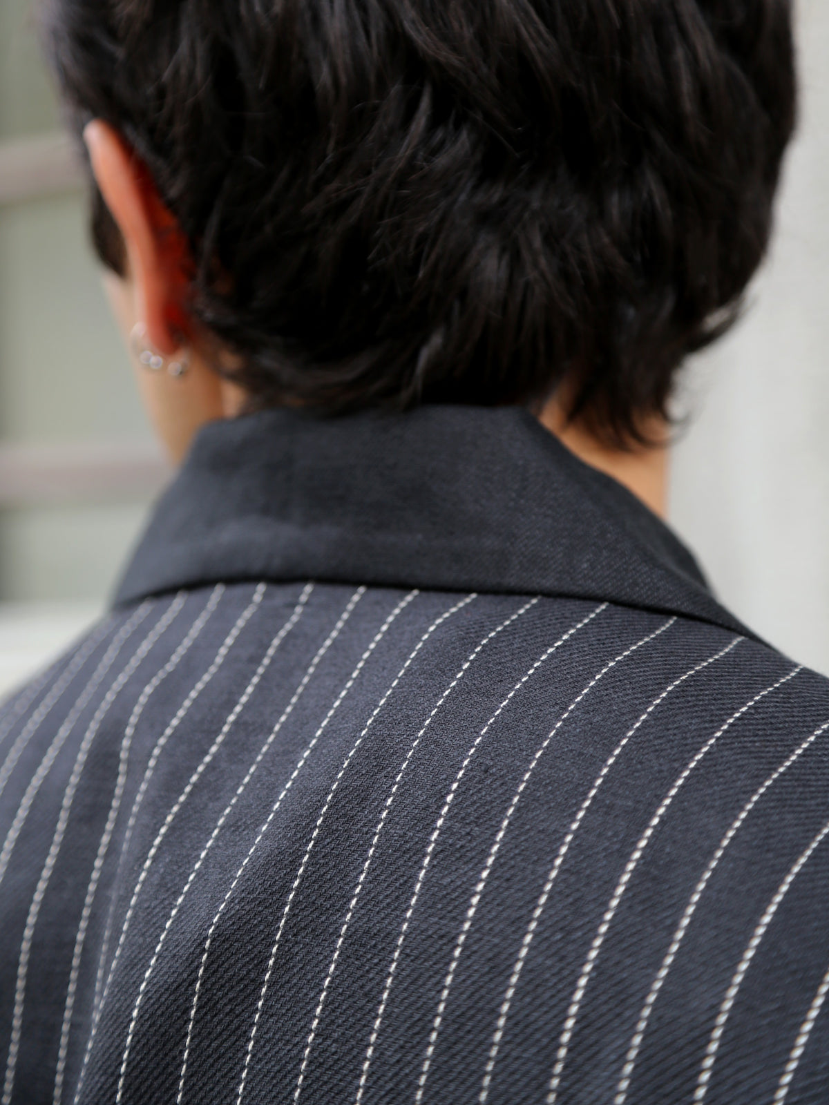 Black Sign Italian Collar 2 Tone “GIGORO” Jacket – Rain Stripe (BSSJ-26409)