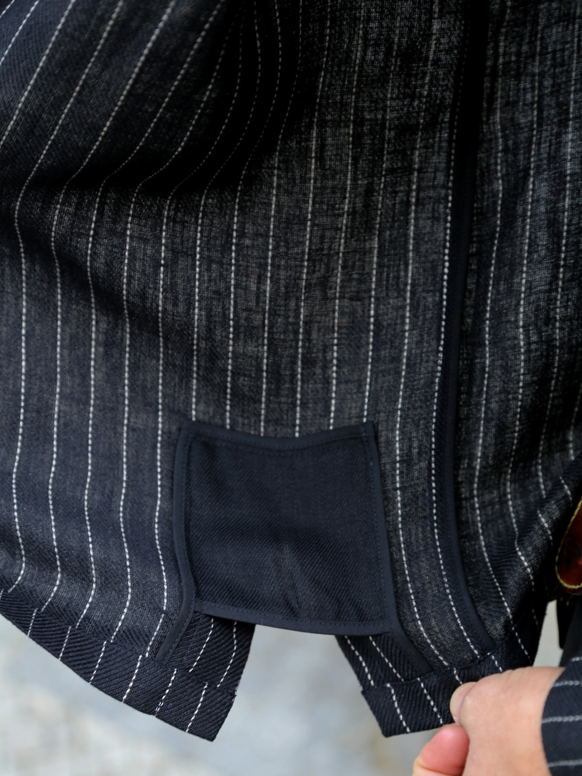 Black Sign Italian Collar 2 Tone “GIGORO” Jacket – Rain Stripe (BSSJ-26409)