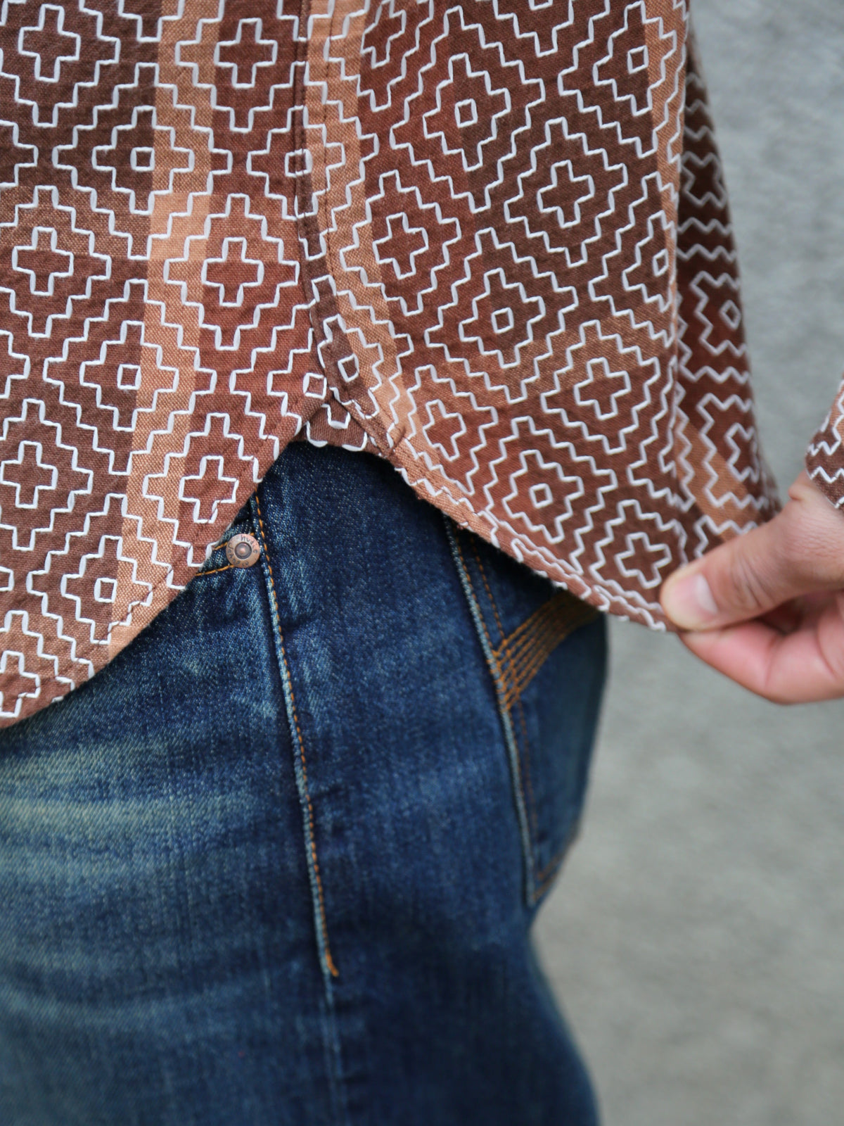 Studio D'Artsian Kakishibu Noragi Sashiko Shirts – Kaki (5726)