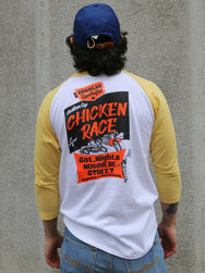 Studio d'Artisan Chicken Race Raglan 3/4 Length T-Shirt – White/Yellow (8151B)