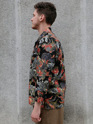 Black Sign “Japanese Lion and Peony” Night Shirt – Midnight Black (BSSL-26108)