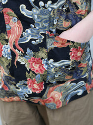 Black Sign “Japanese Lion and Peony” Night Shirt – Midnight Black (BSSL-26108)