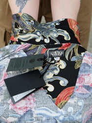 Black Sign “Japanese Lion and Peony” Night Shirt – Midnight Black (BSSL-26108)