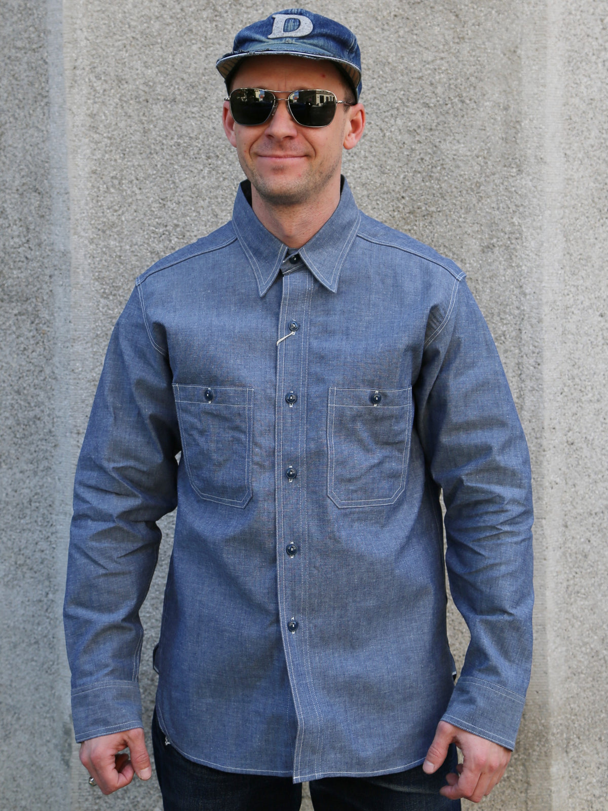 The Real McCOY's U.S. Navy Chambray Shirt LS (Modify) – Light Blue (MS25003)