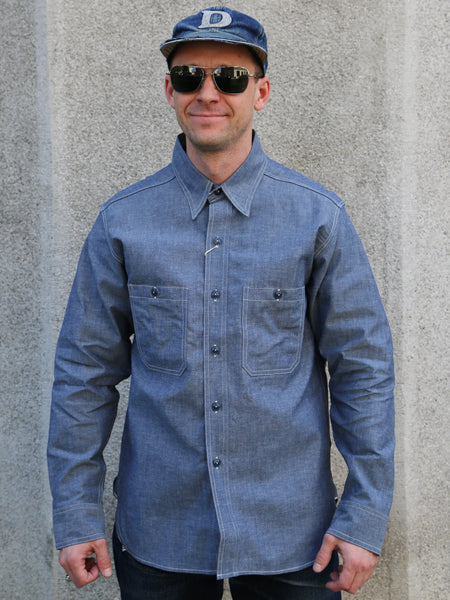The Real McCOY's U.S. Navy Chambray Shirt LS (Modify) – Light Blue (MS25003)