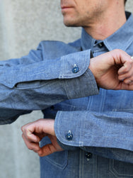 The Real McCOY's U.S. Navy Chambray Shirt LS (Modify) – Light Blue (MS25003)