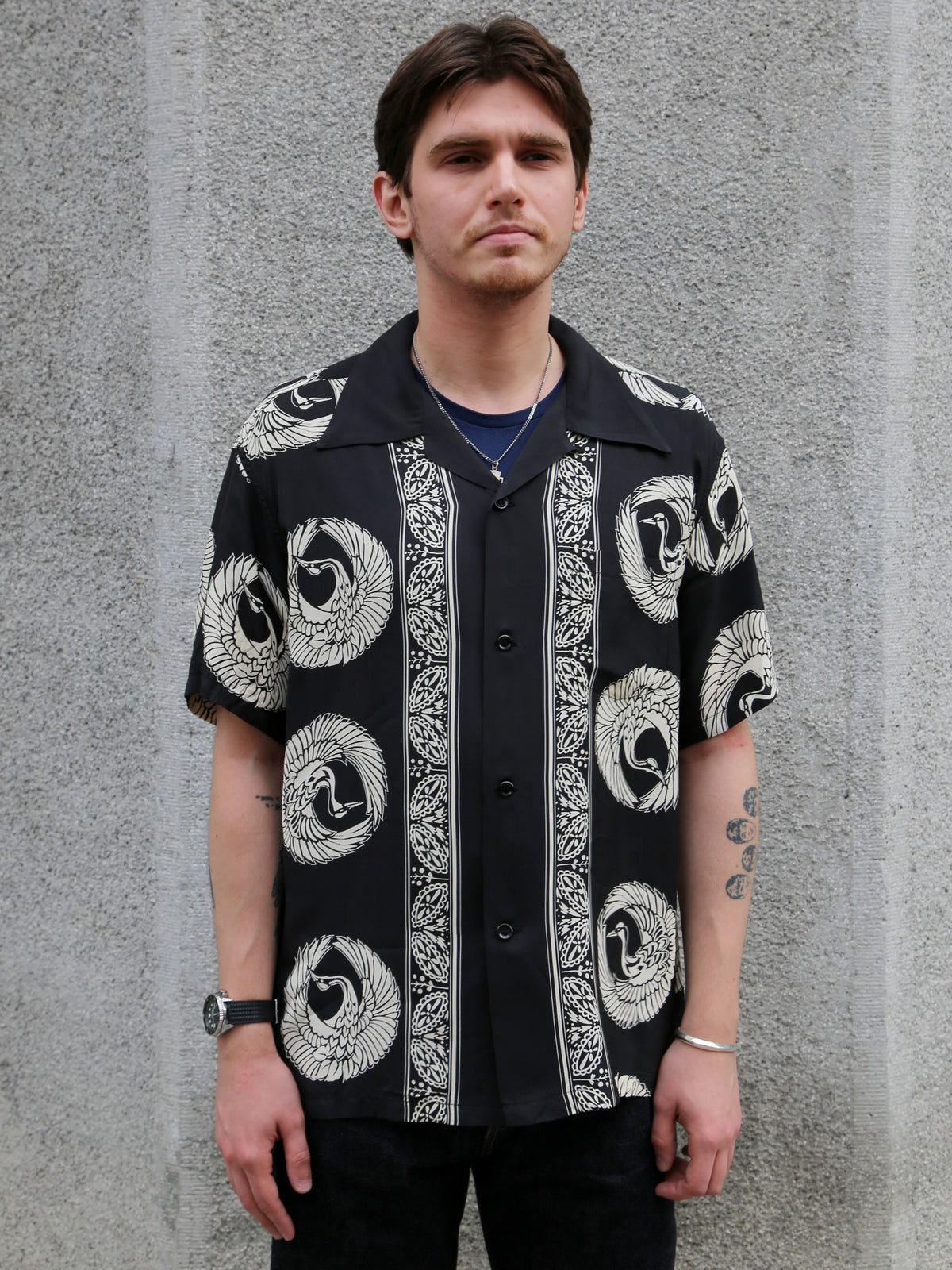 Sun Surf ‘Oriental Border’ Rayon Hawaiian Shirt – Black (SS39629-119)