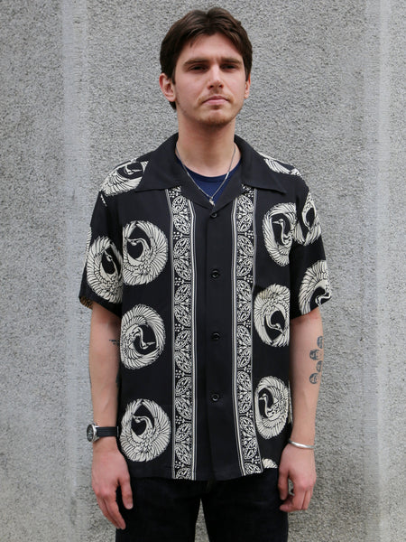 Sun Surf ‘Oriental Border’ Rayon Hawaiian Shirt – Black (SS39629-119)