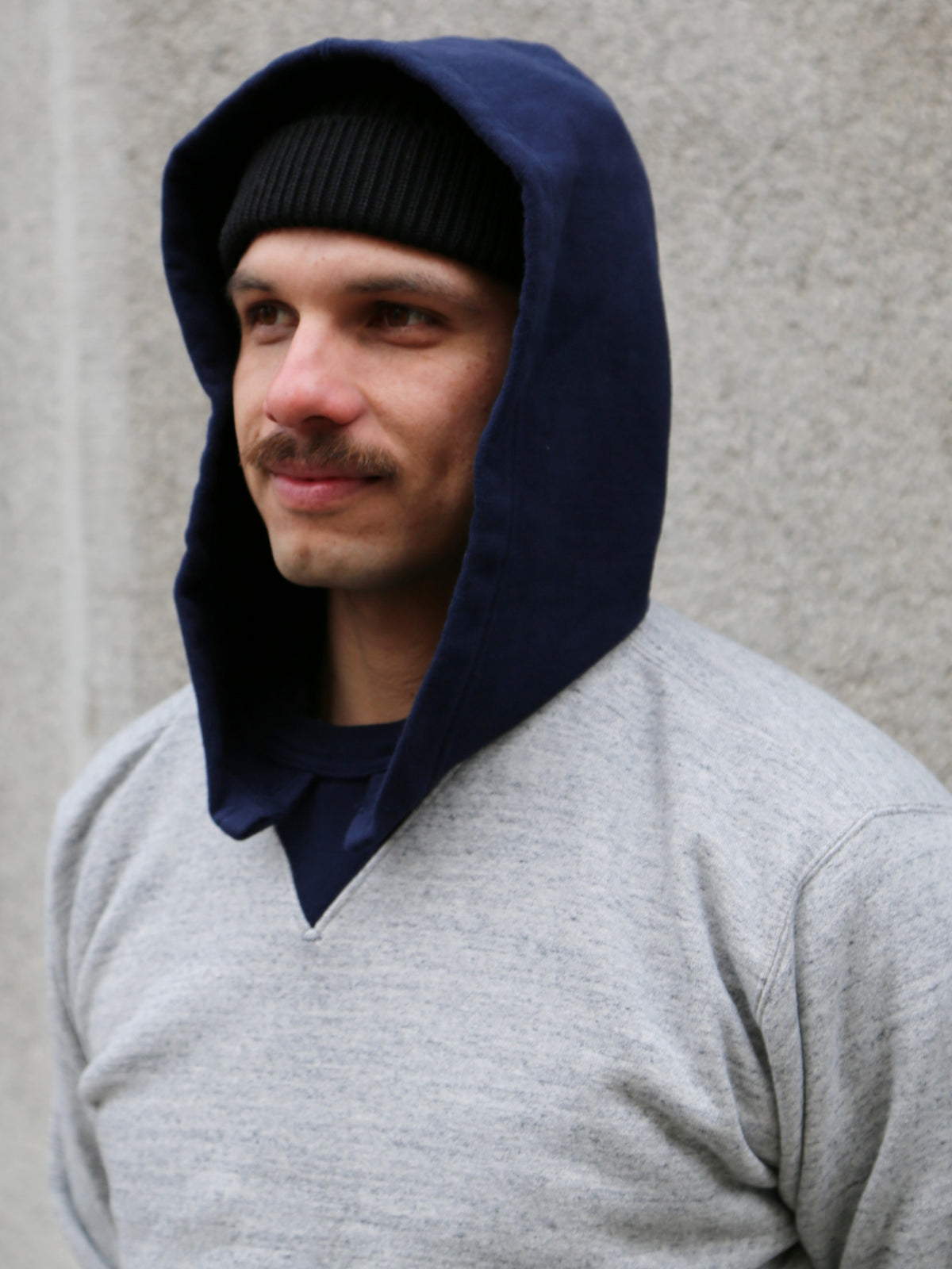 Whitesville Two Tone Attached Hood Sweatshirt – Grey/Blue (WV69642-128)