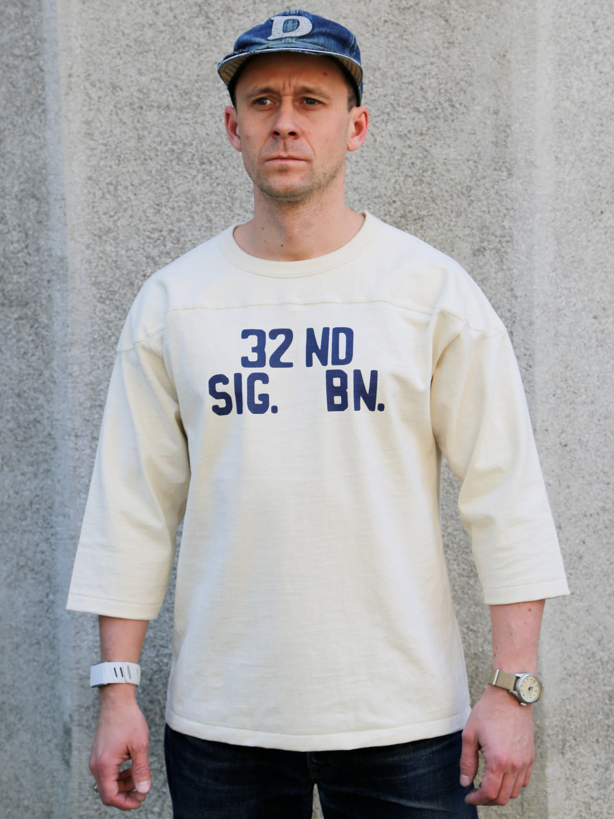 The Real McCOY's Heavy Cotton Football Tee / 32nd Sig. – Ecru (MC25020)