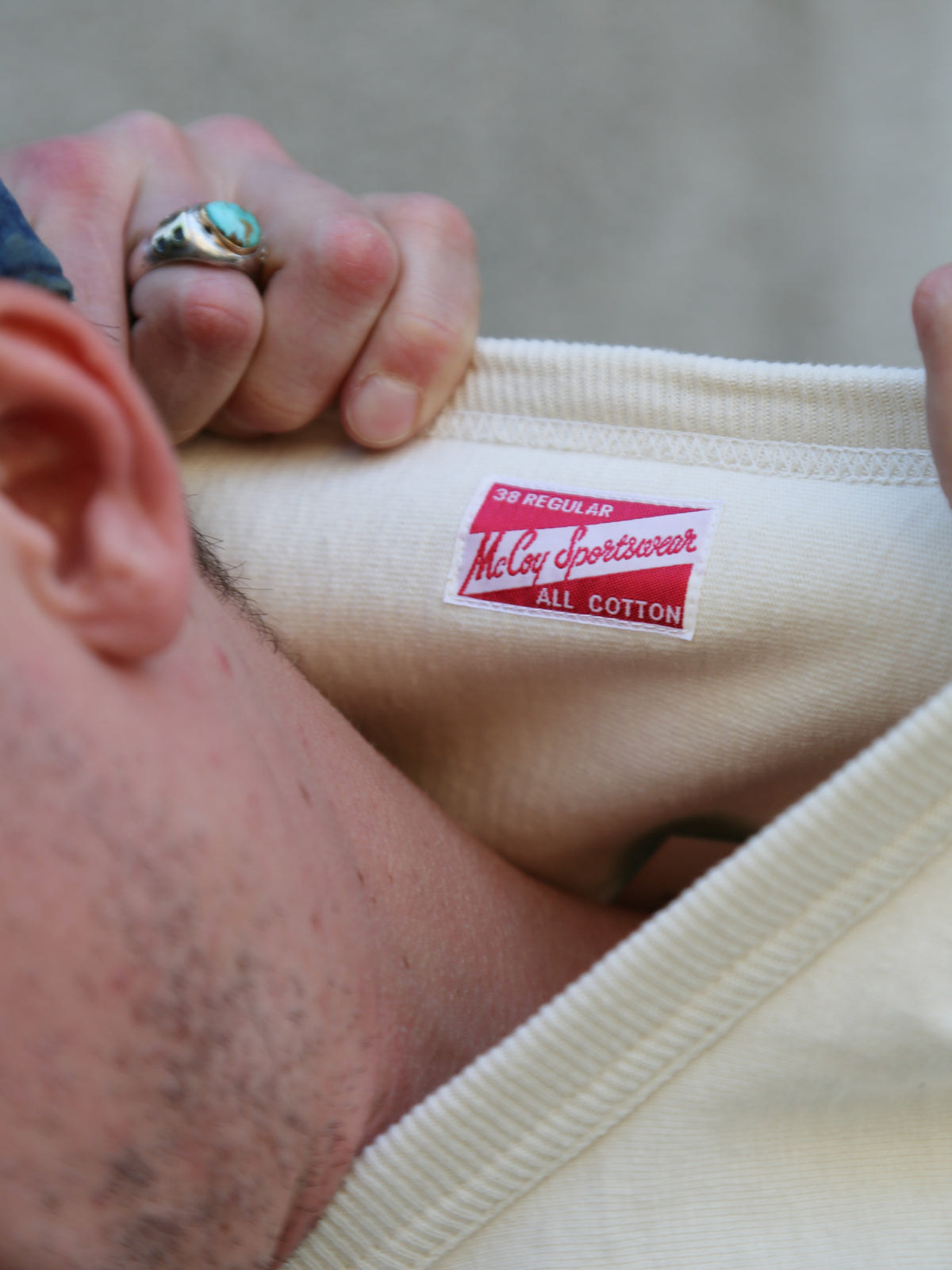 The Real McCOY's Heavy Cotton Football Tee / 32nd Sig. – Ecru (MC25020)