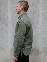 Sugar Cane Jean Cord Long Sleeve Work Shirt – Green (SC2551)