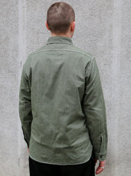 Sugar Cane Jean Cord Long Sleeve Work Shirt – Green (SC2551)