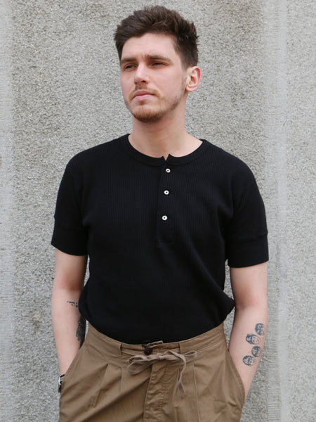 Black Sign Railroad Knit Short Sleeve Amish Underwear – Midnight Black (BSSN-26306)
