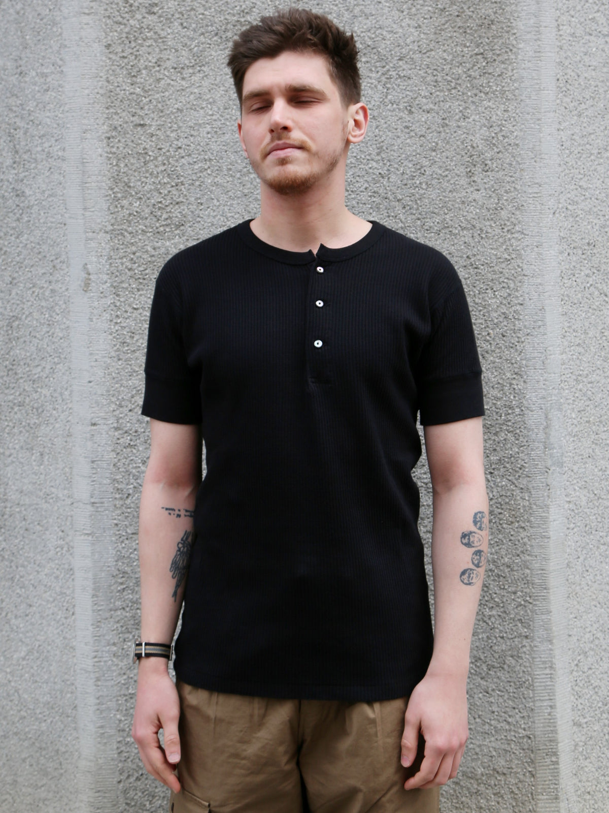 Black Sign Railroad Knit Short Sleeve Amish Underwear – Midnight Black (BSSN-26306)