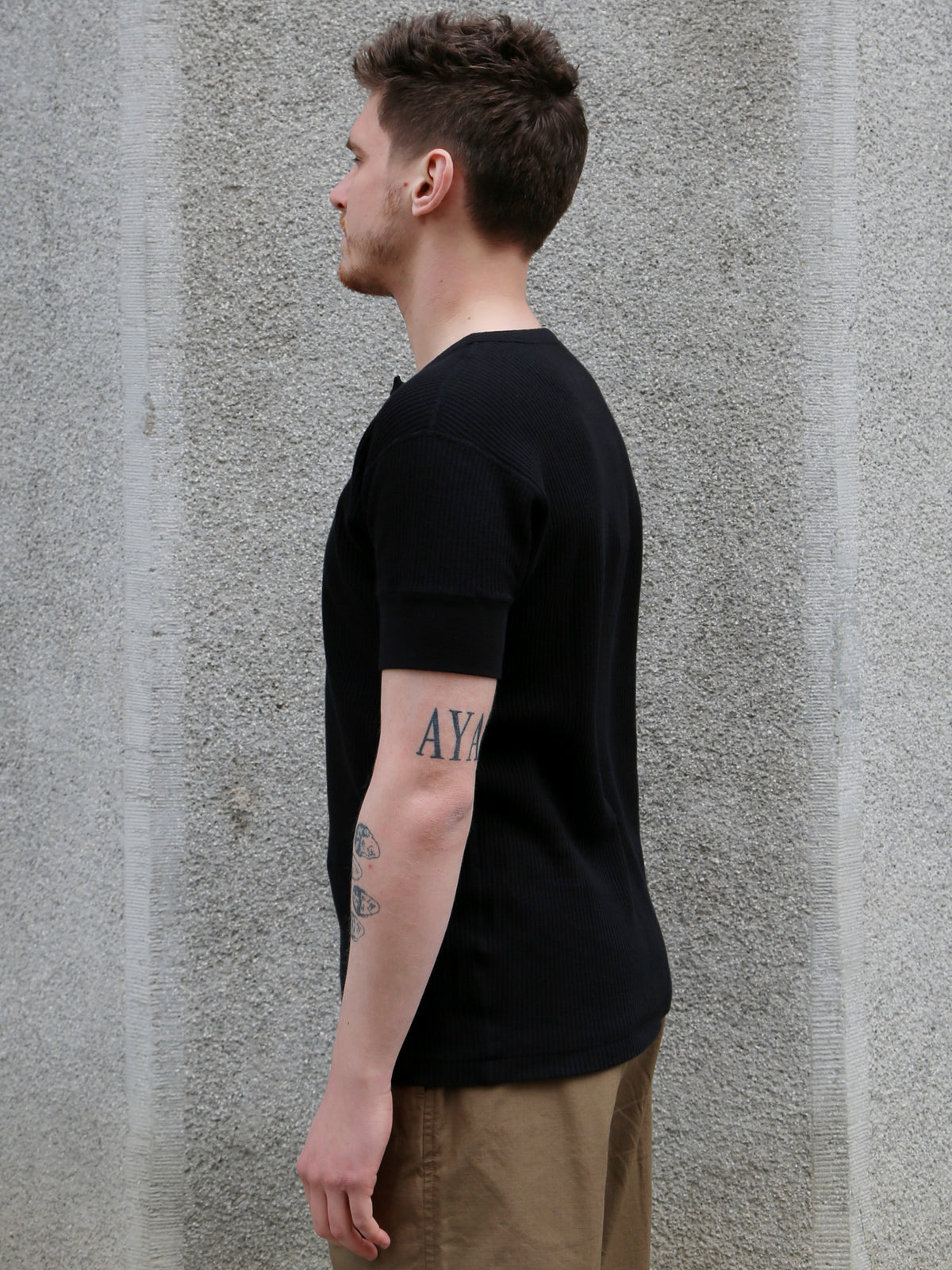 Black Sign Railroad Knit Short Sleeve Amish Underwear – Midnight Black (BSSN-26306)