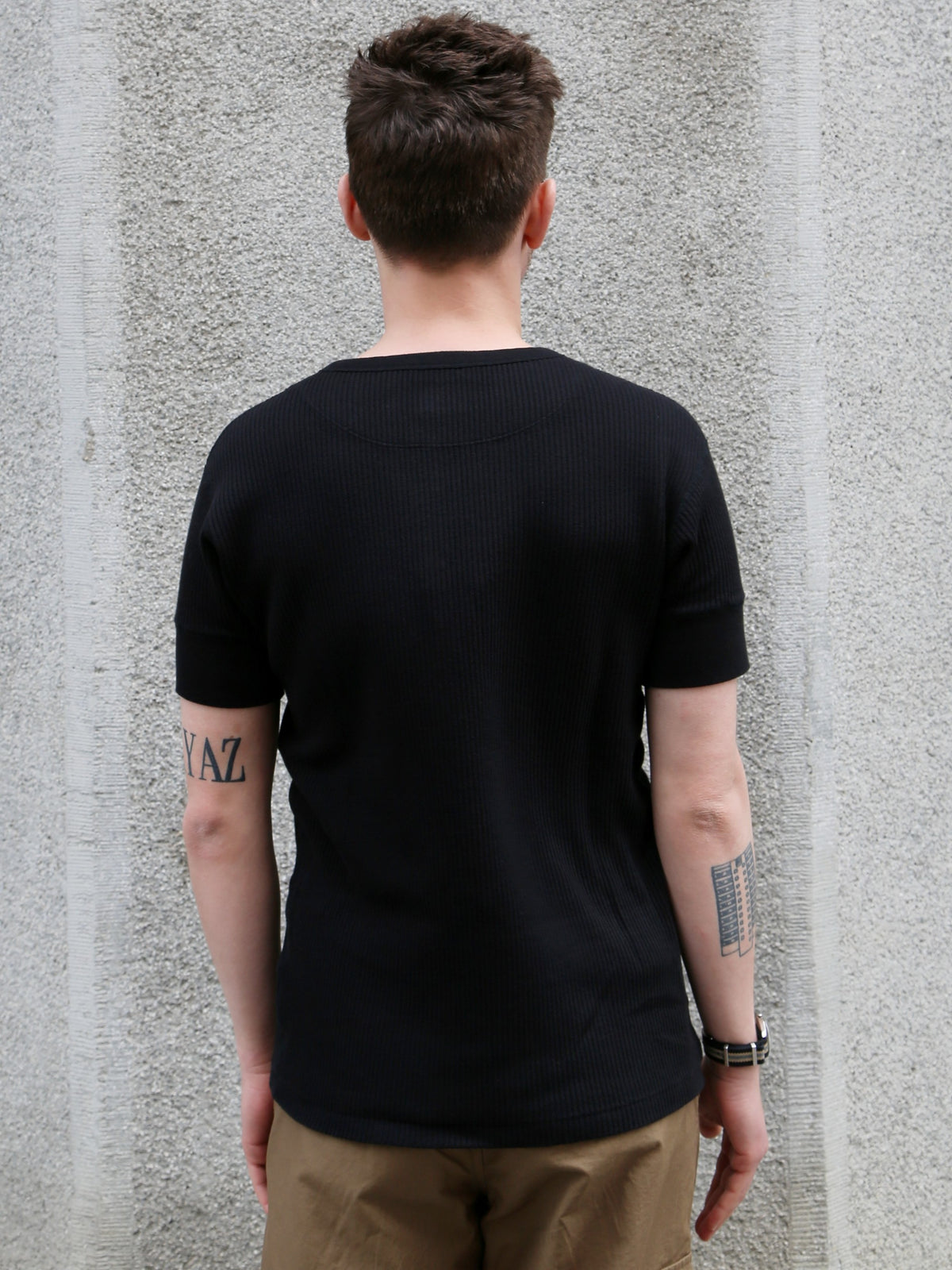 Black Sign Railroad Knit Short Sleeve Amish Underwear – Midnight Black (BSSN-26306)