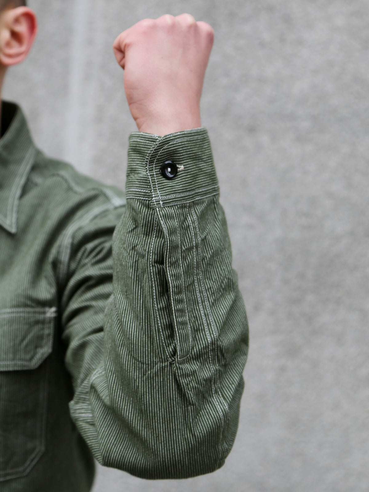 Sugar Cane Jean Cord Long Sleeve Work Shirt – Green (SC2551)