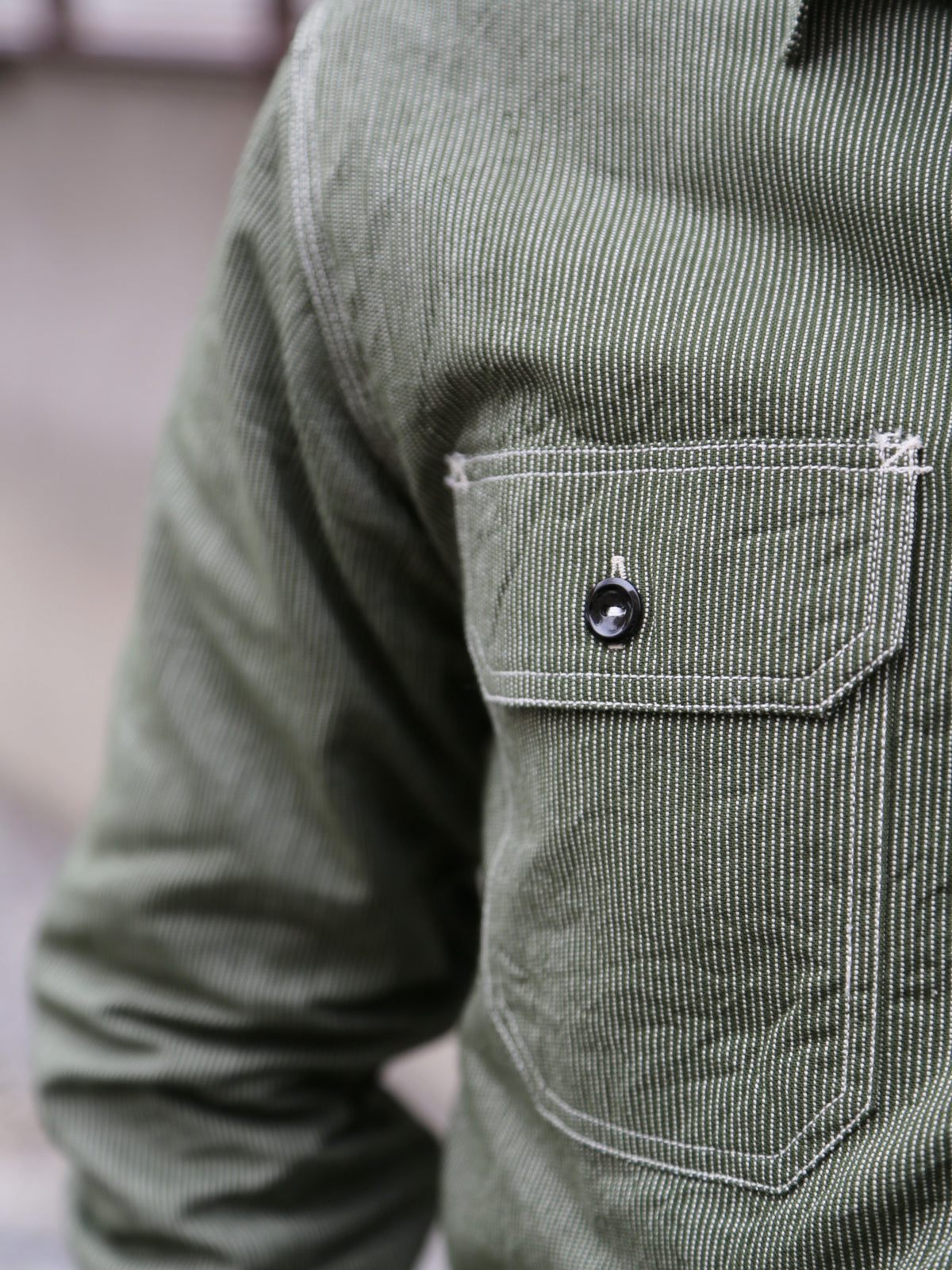 Sugar Cane Jean Cord Long Sleeve Work Shirt – Green (SC2551)