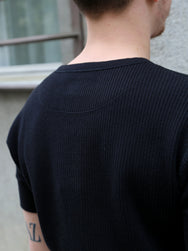 Black Sign Railroad Knit Short Sleeve Amish Underwear – Midnight Black (BSSN-26306)