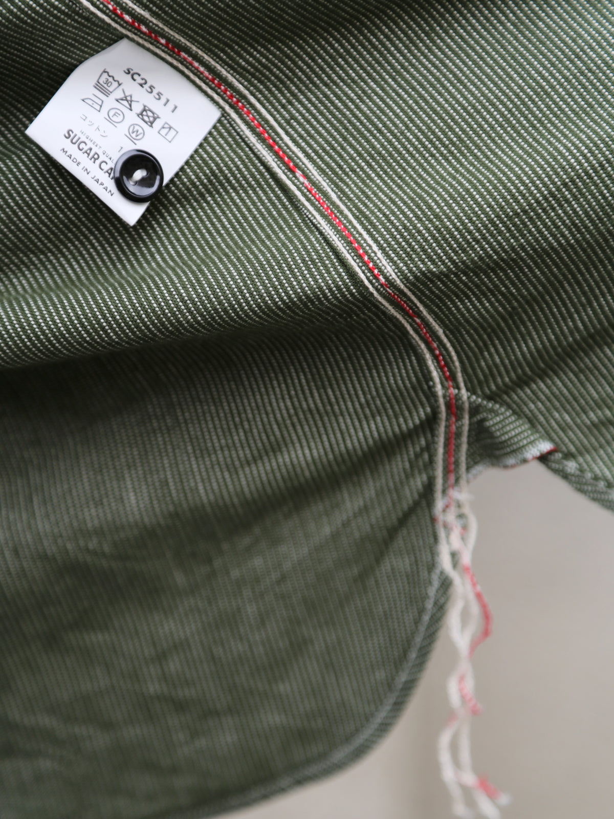 Sugar Cane Jean Cord Long Sleeve Work Shirt – Green (SC2551)