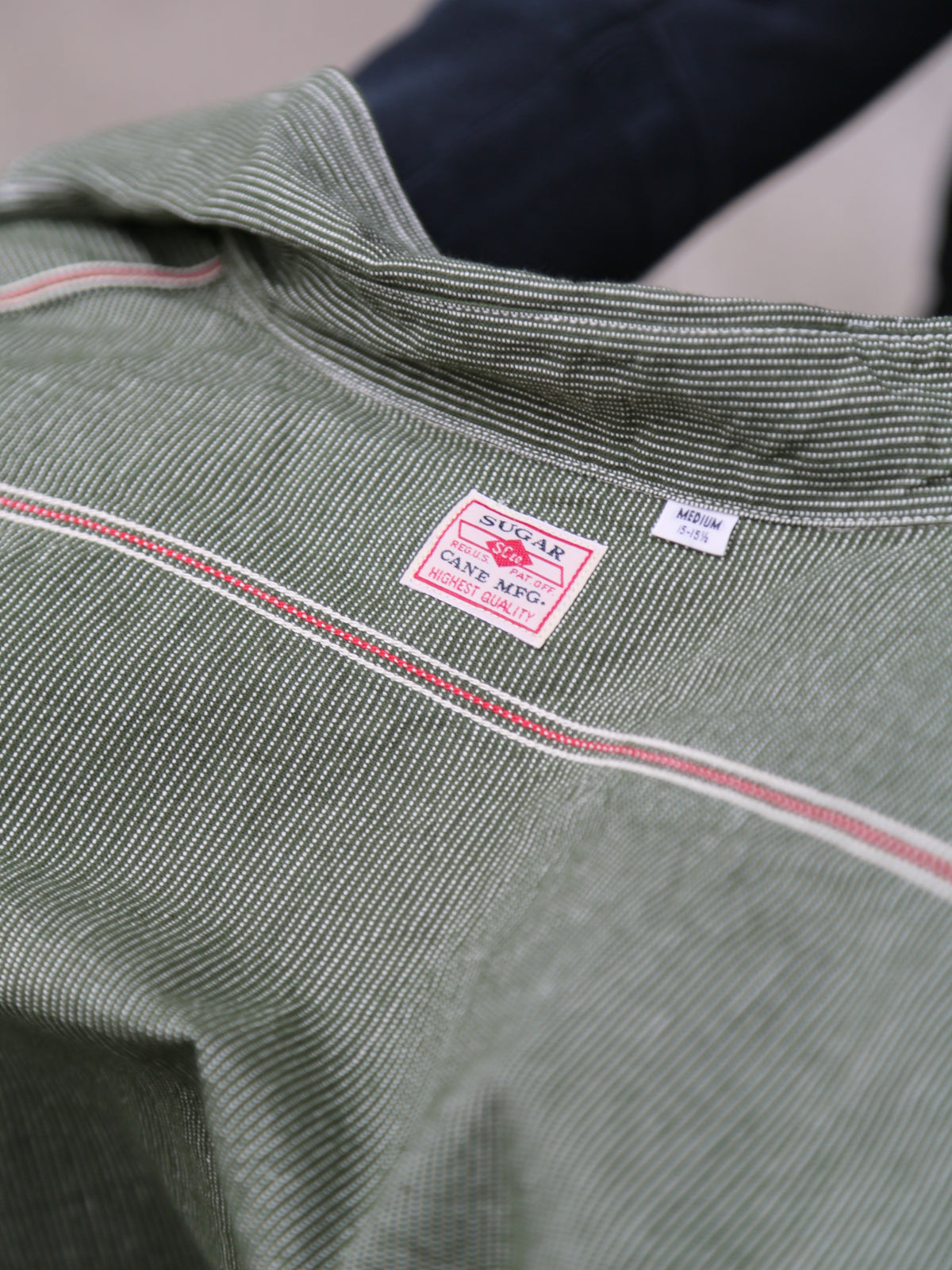 Sugar Cane Jean Cord Long Sleeve Work Shirt – Green (SC2551)