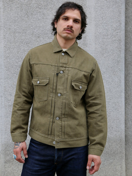 Momotaro 10.5oz Selvedge Denim Jacket – Olive (MXGJ1003)